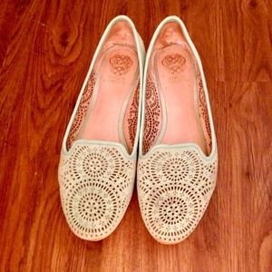 VINCE CAMUTO Suede Ballet Flats w/ Cutout Leather
